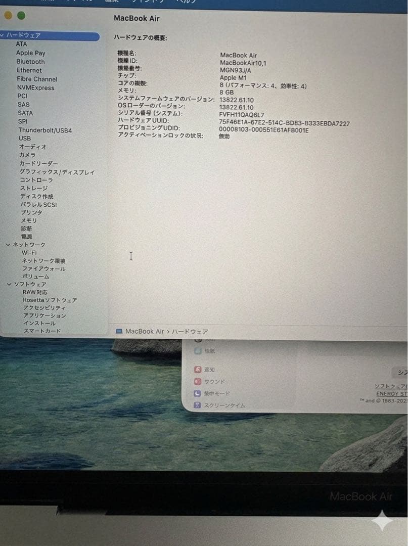 MacBook本体 Apple MacBook Air M1 2020 8GB 256GB