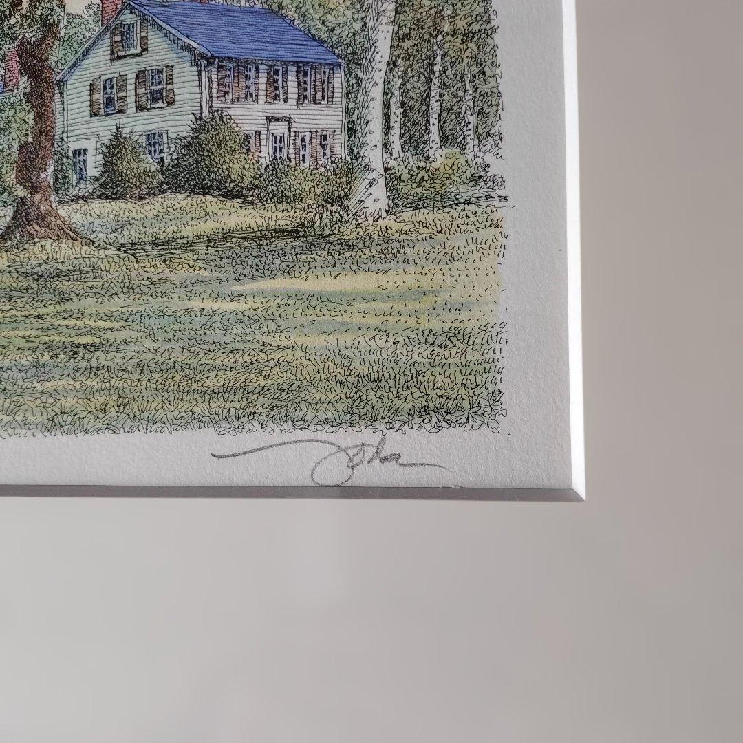 出品デビュー特別セール/織田義郎作額装アメリカ風景画リトグラフ限定版55/300