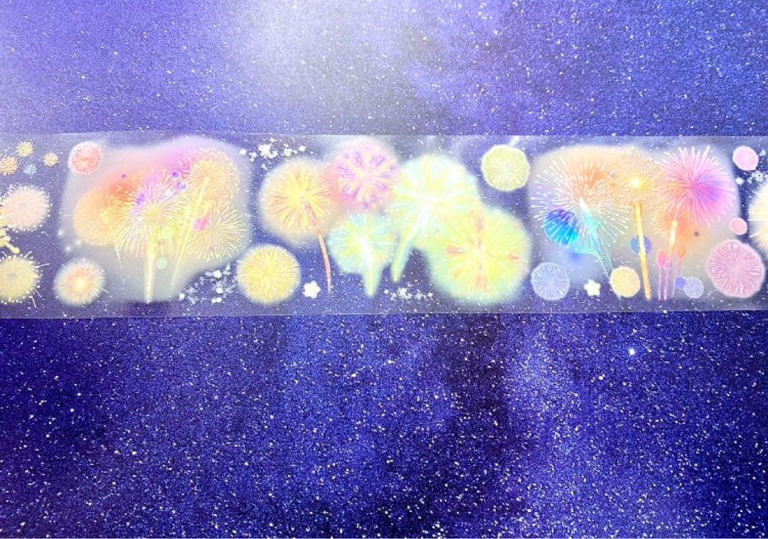 660円【KN117】海外PET（虹光）マスキングテープ　マステ切り売り 花火