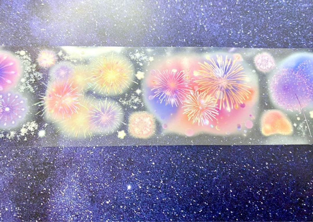 660円【KN117】海外PET（虹光）マスキングテープ　マステ切り売り 花火