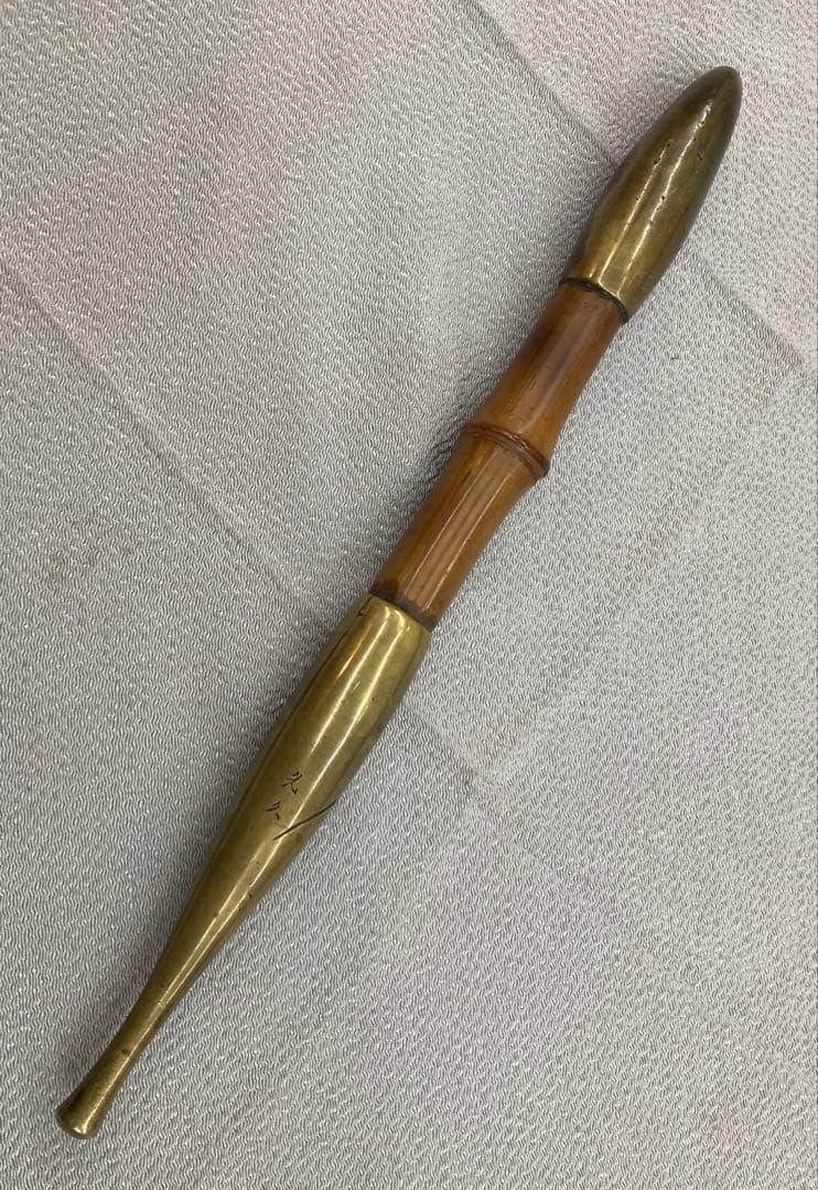 B323s キセル　煙管　銅製金具　太管　喫煙具　在銘　骨董