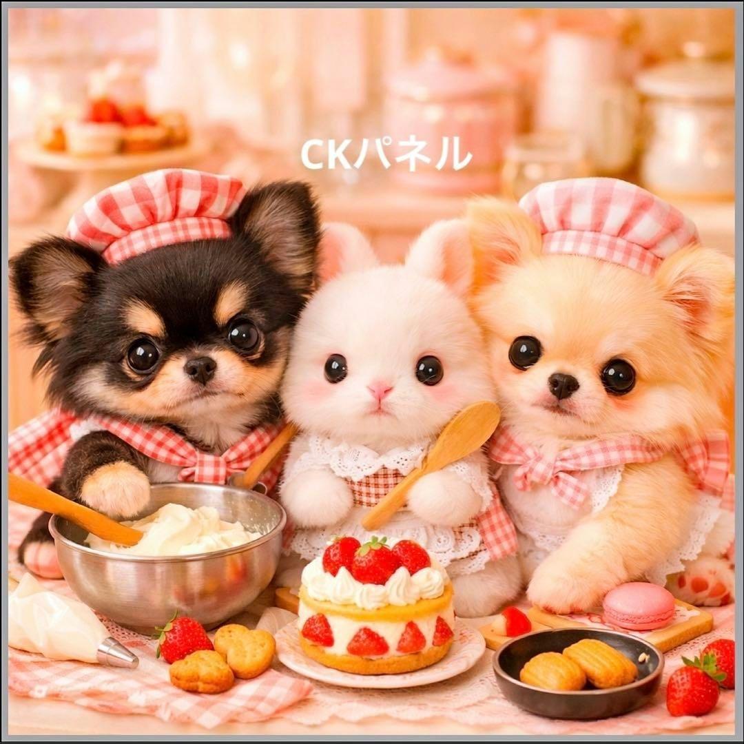 激レアうさぎとポメラニアン、チワワ、柴犬、パグ、マルチーズ、シーズパネル生地