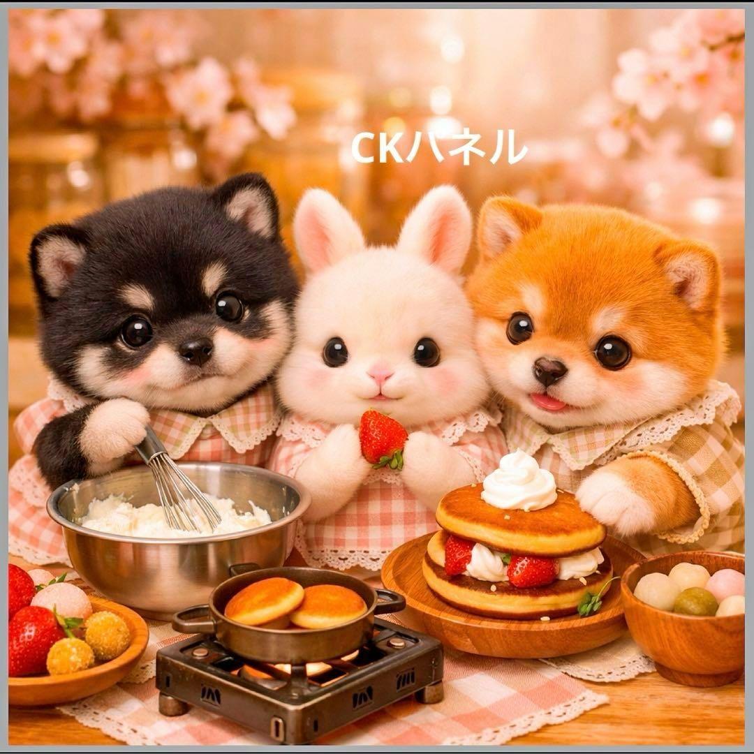 激レアうさぎとポメラニアン、チワワ、柴犬、パグ、マルチーズ、シーズパネル生地