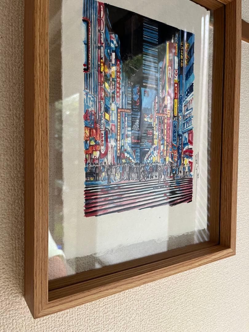 木版画 都市風景 サイン入り