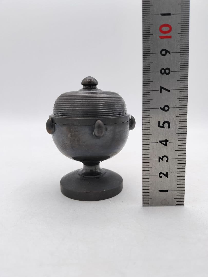 d107 唐銅 蓋置 火屋香炉 ホヤ 般若勘渓 木箱 茶道具 古物
