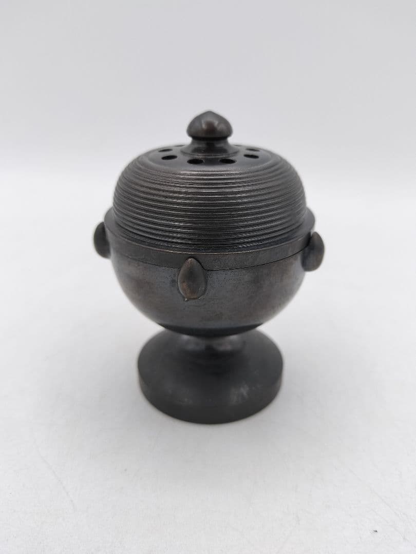 d107 唐銅 蓋置 火屋香炉 ホヤ 般若勘渓 木箱 茶道具 古物