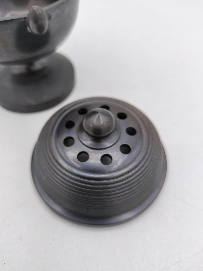 d107 唐銅 蓋置 火屋香炉 ホヤ 般若勘渓 木箱 茶道具 古物
