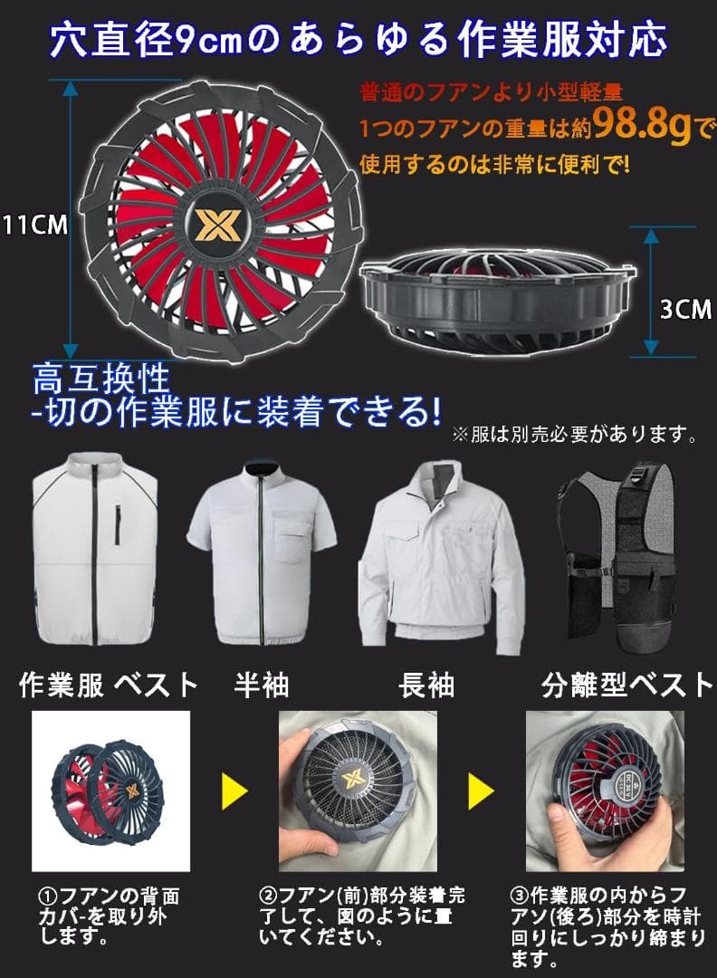 【2025最新 36V超高出力】空調作業服 ファン バッテリーセット 大容量