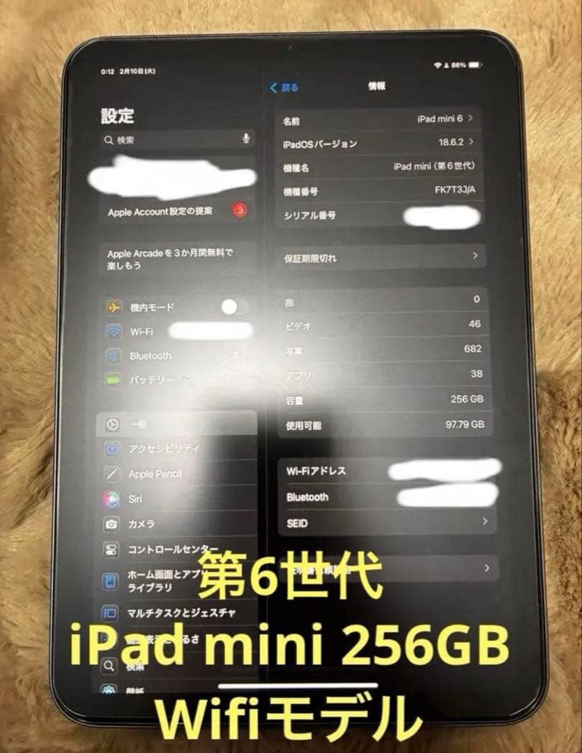 iPad mini（第6世代）Wi-Fiモデル 256GB スペースグレイ