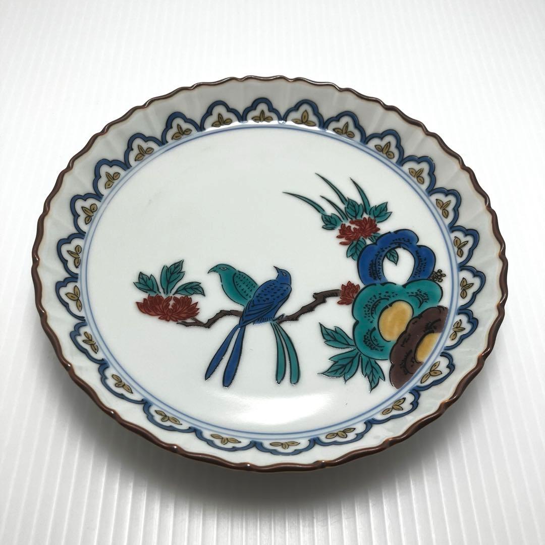 新品未使用 九谷焼 青郊窯 花鳥絵変わり 絵変わり 5.5号皿揃 銘々皿 ５客
