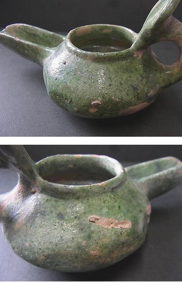 ★C1106★古代イラン　 オイルランプ　軟陶製　紀元後1000～1200年頃