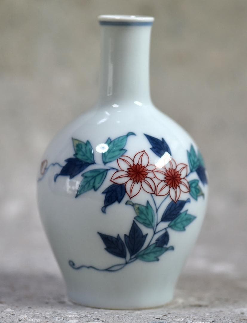 十四代今右衛門錦鉄仙花花瓶＆伊万里鍋島焼香炉【極上品】　共箱
