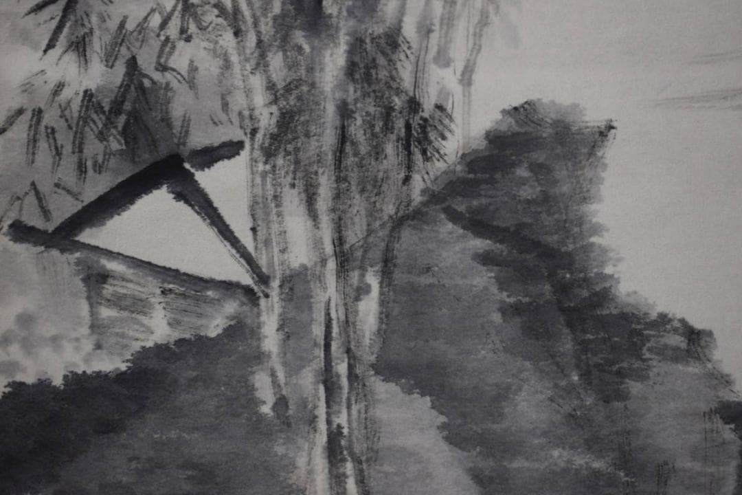 作者不詳/山水画賛/掛軸☆宝船☆X-89　JM