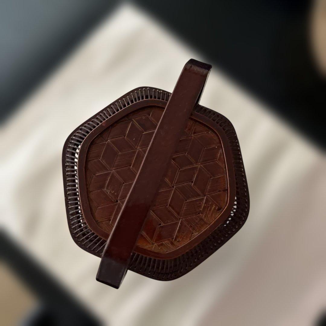 菓子器 茶色の六角形バスケット