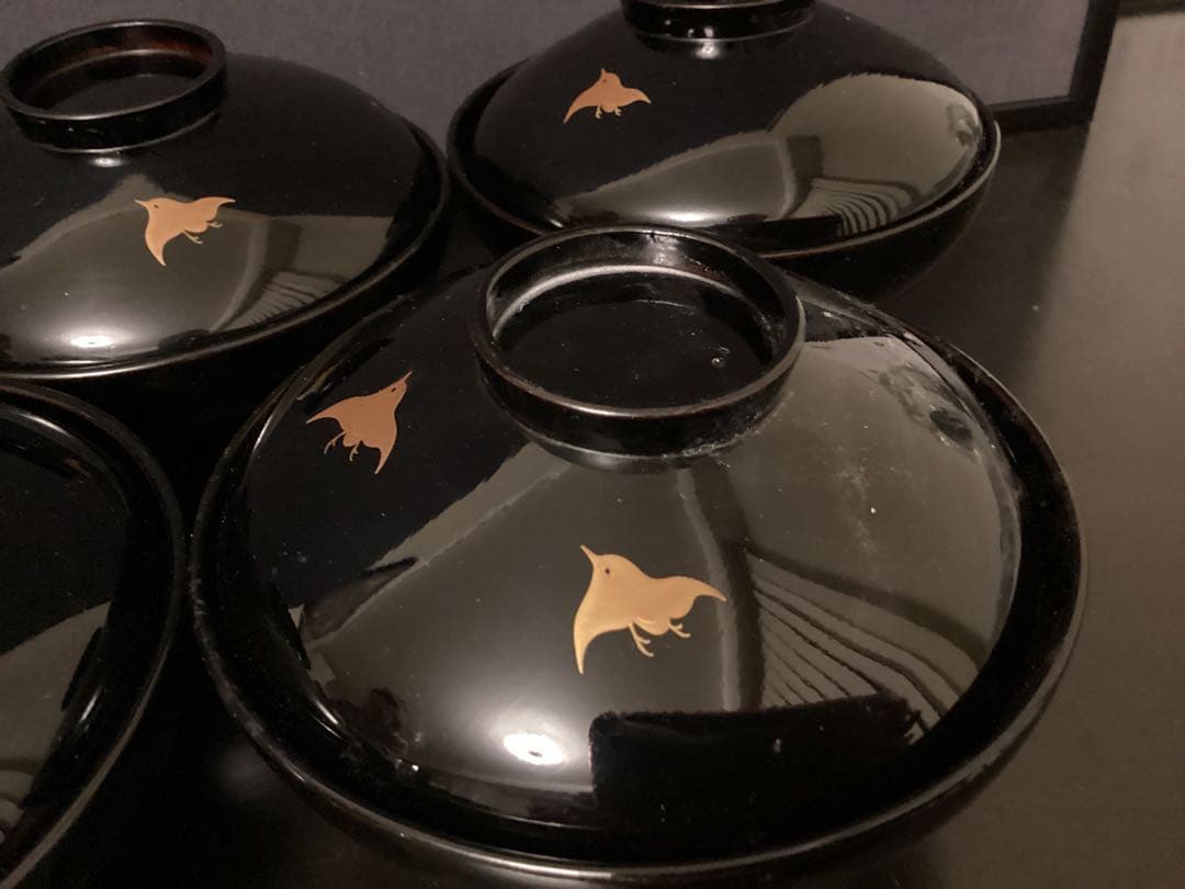 9客　木箱　懐石道具 吸物椀　50~60年前　工芸品 茶懐石　お椀　祇園　一力亭