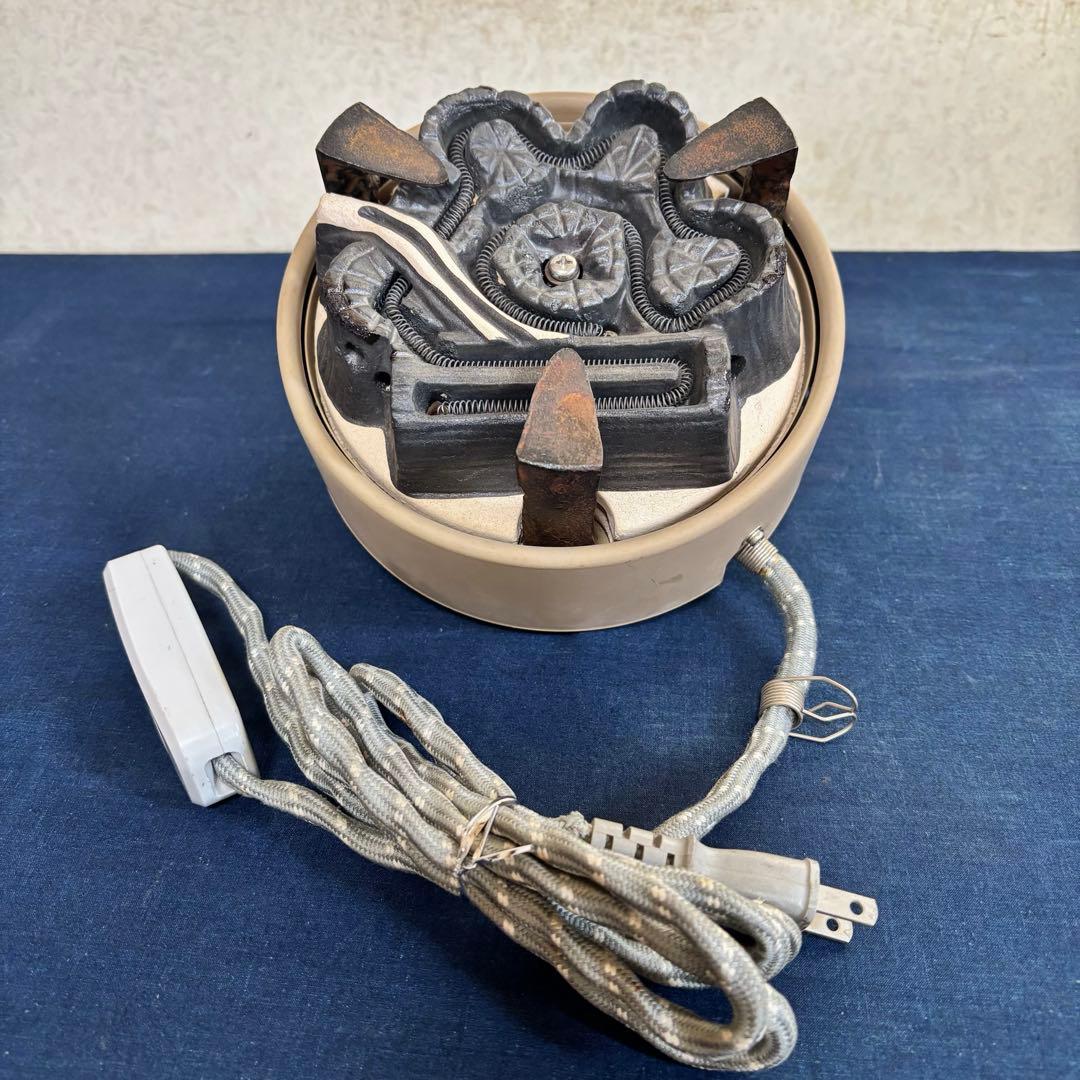 風炉 茶釜 電熱器 唐銅朝鮮風炉釜 野々田製電熱器 敷板 茶道具 お点前道具
