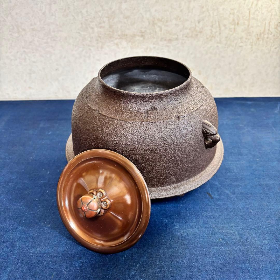 風炉 茶釜 電熱器 唐銅朝鮮風炉釜 野々田製電熱器 敷板 茶道具 お点前道具
