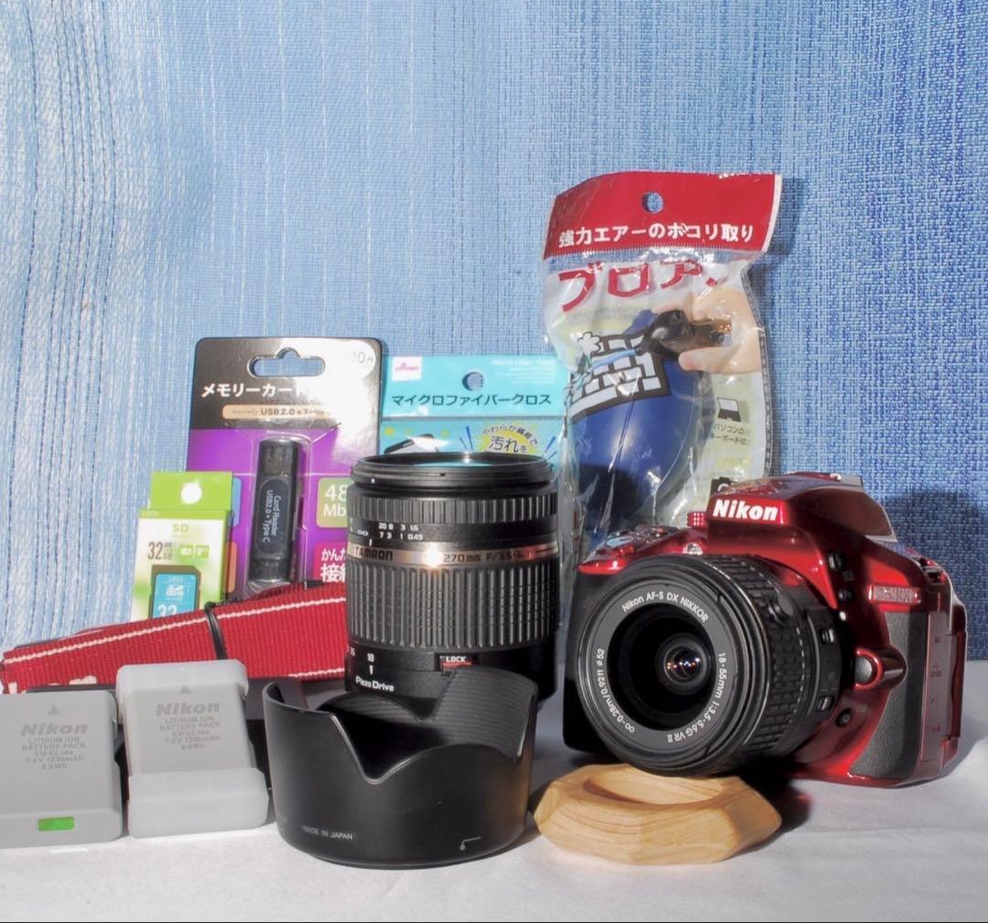 ✨Wi-Fi搭載モデル！レアカラー✨レッド✨D5300Ｗレンズキット✨