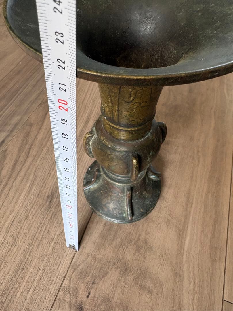 古董 銅製花觚 時代物