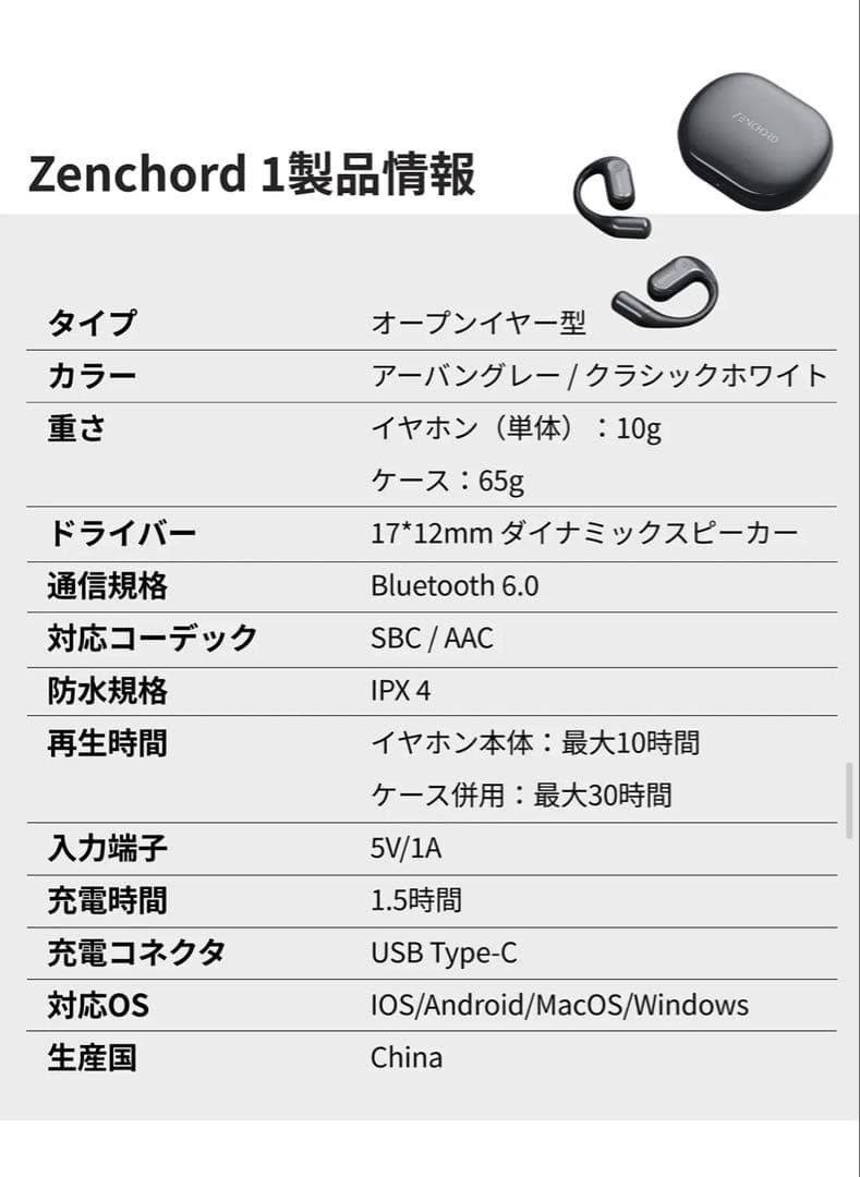 AIイヤホン「Zenchord1」 makuake永年プレミアムプラン付属