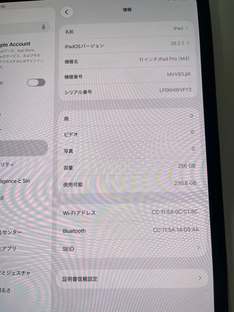 Ipad pro 11インチ M4 チップ 256gb wifiモデル