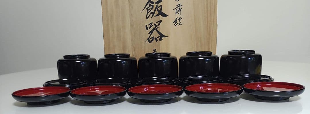 木製　五君子蒔絵　御飯器　5客セット