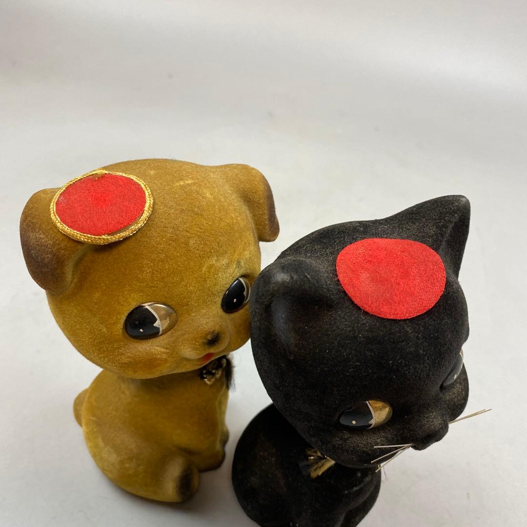 当時物　首降り人形　黒猫　子犬　置物　レトロポップ　昭和レトロ　２体セットm7