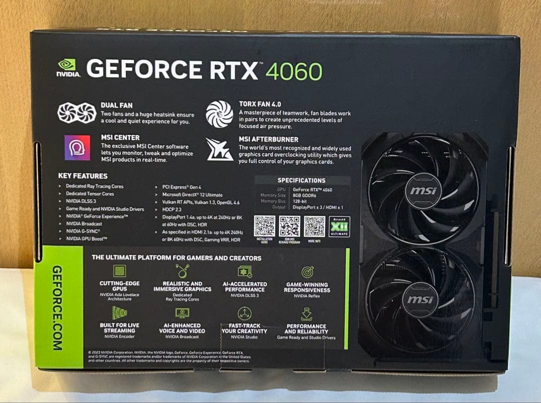 【未開封品】MSI GeForce RTX 4060 8GB GDDR6