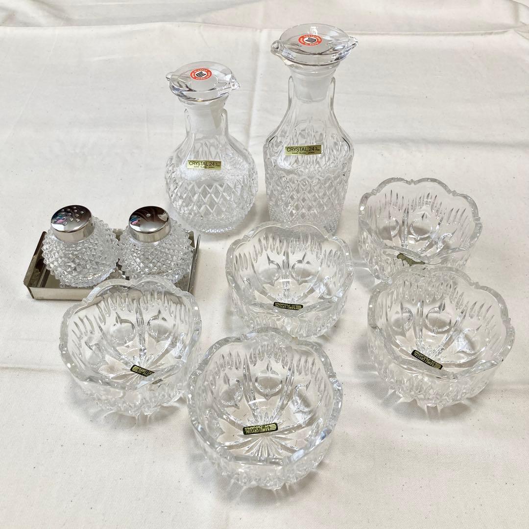【新品未使用】カメイガラス クリスタル24 調味料入れと小鉢 10点セット