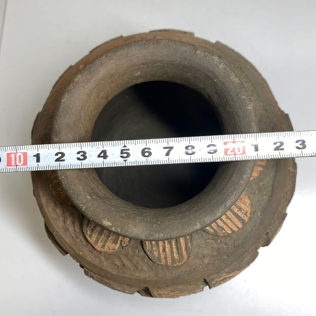 江戸時代　古琉球魚文壺　タサオサ　高さ18㎝ 東S8-0401①