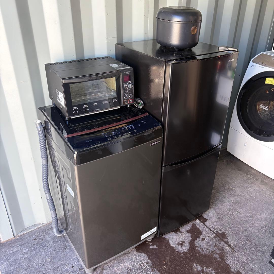 運搬取付無料！ブラック純正メーカー冷蔵庫・洗濯機＋トースター・炊飯器4点セット！