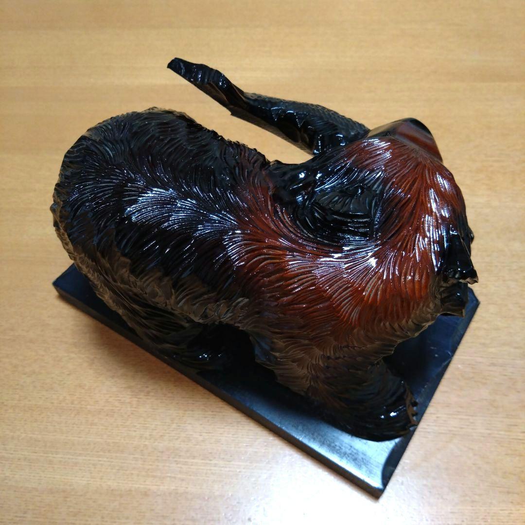 ◆鮭を咥えた熊の置物◆木彫り◆北海道民芸品◆伝統工芸品◆昭和レトロ◆ビンテージ