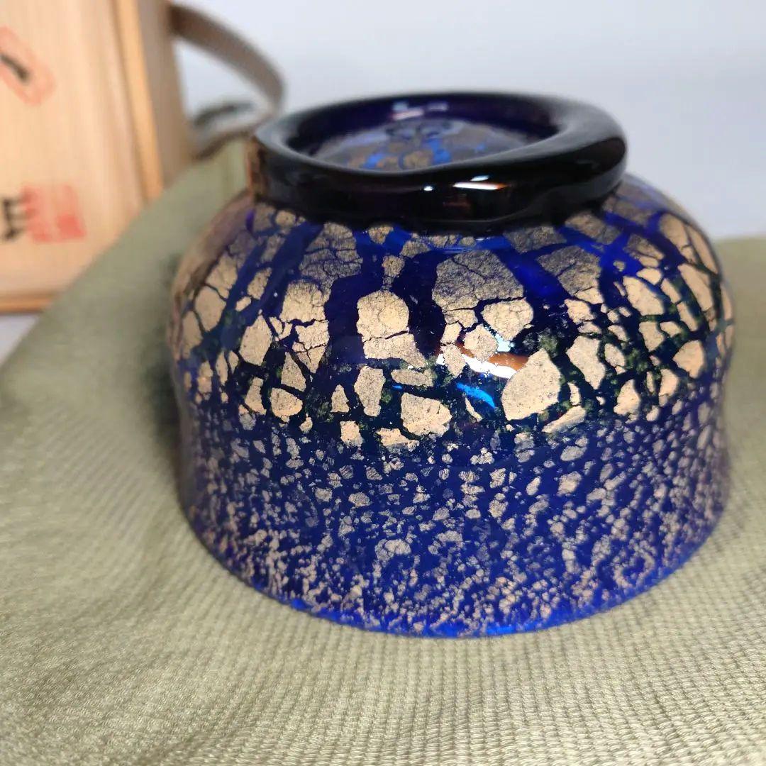 稲嶺盛吉　抹茶碗　硝子　抹茶茶碗　茶碗　茶道具　共箱　琉球ガラスの名工