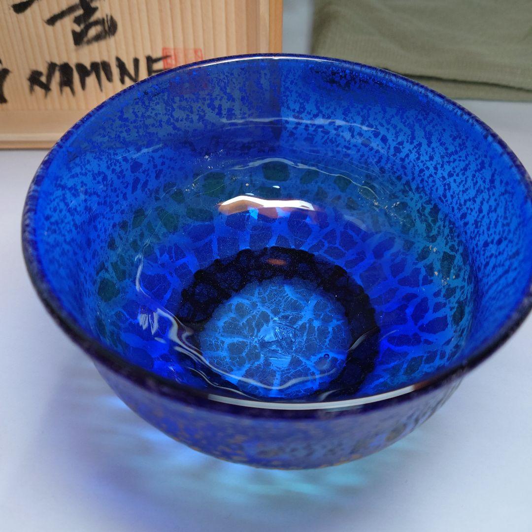 稲嶺盛吉　抹茶碗　硝子　抹茶茶碗　茶碗　茶道具　共箱　琉球ガラスの名工