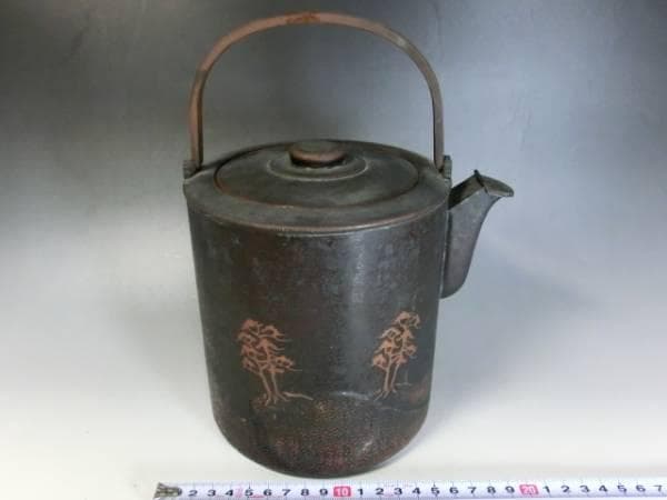 やかん●金誠堂製 薬缶 モール 水注 水差し 水次 松の絵 銅 茶道具■
