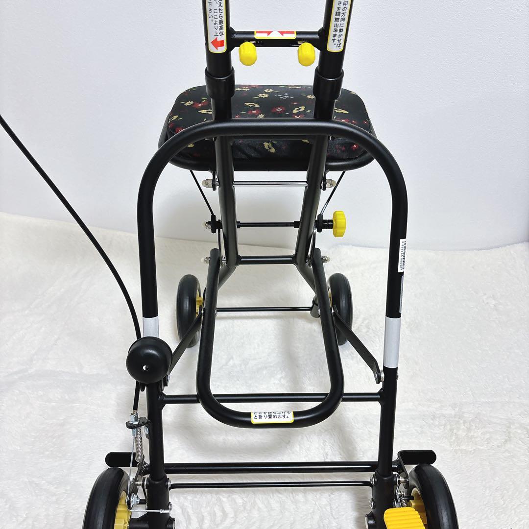 幸和製作所 シルバーカー 手押し車　プチカ SICP01 黒　フラワー　花柄