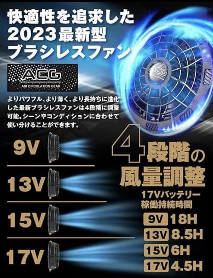 空調ベスト 空調服 ファンバッテリーセット 4L PSE認証 17V