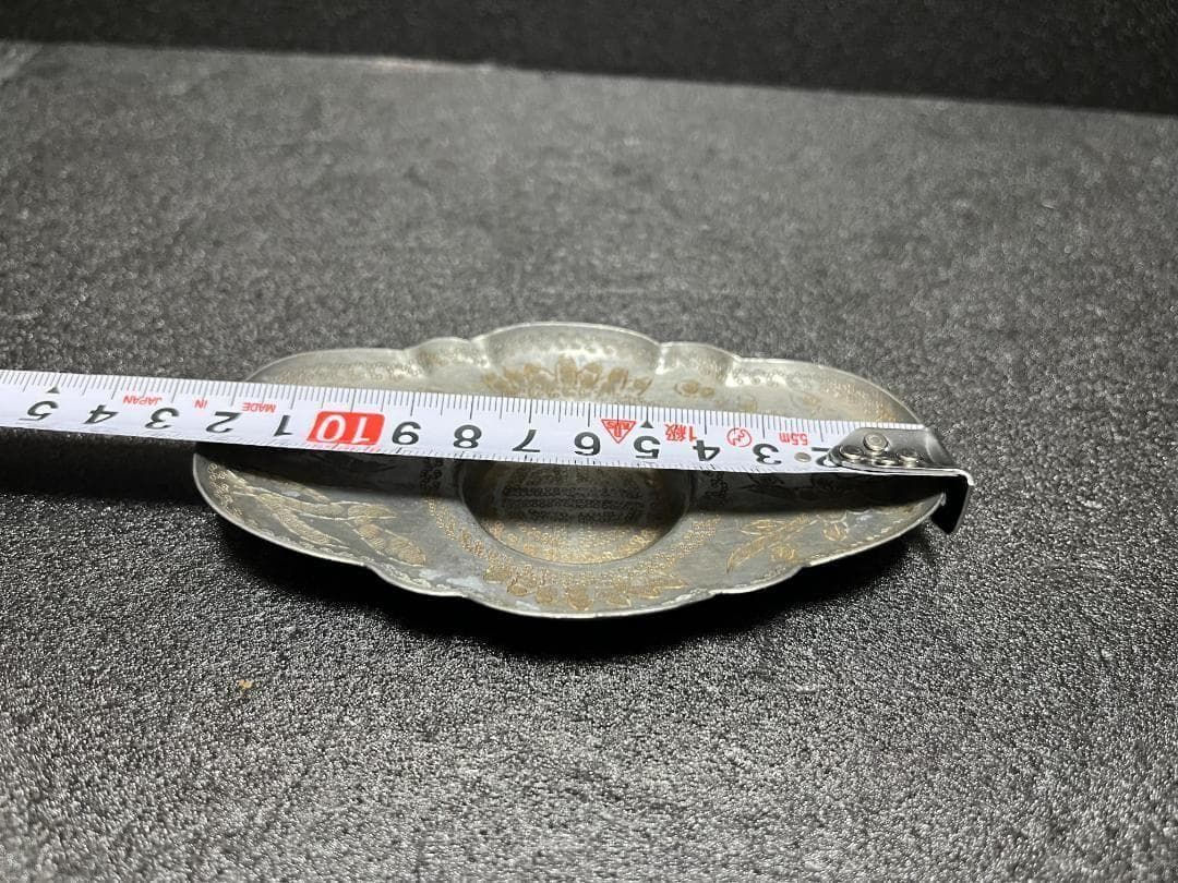 中国美術 古錫　茶托 五客　総重339g 錫 刻花卉寿字紋茶托・托子 煎茶道具