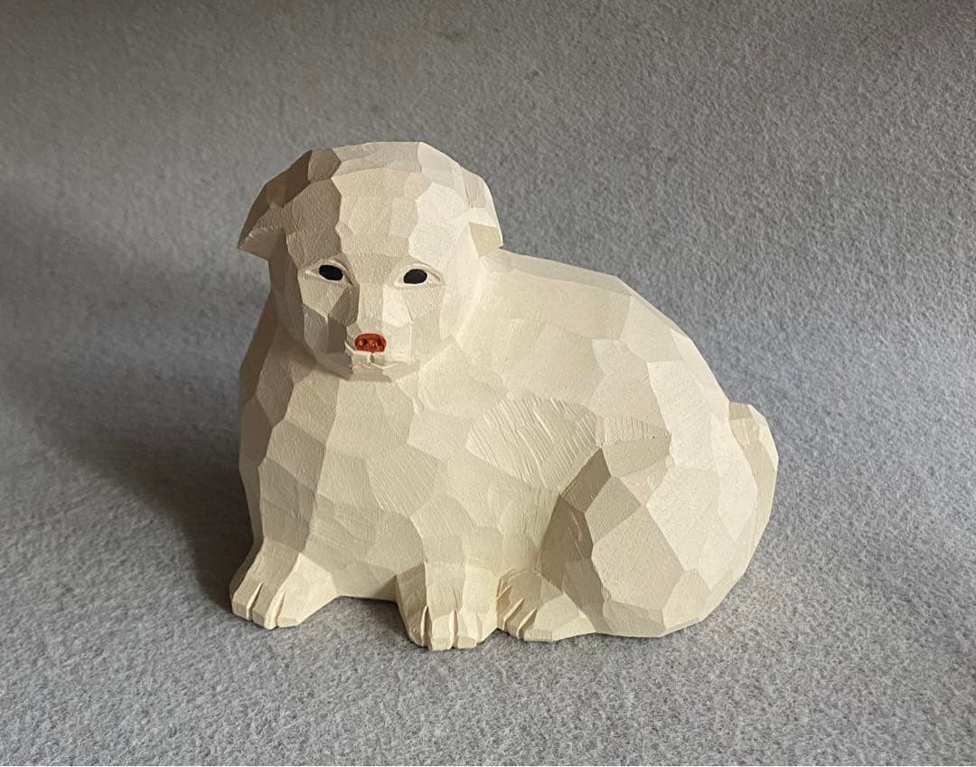 【柏里】木彫り・犬の彫刻
