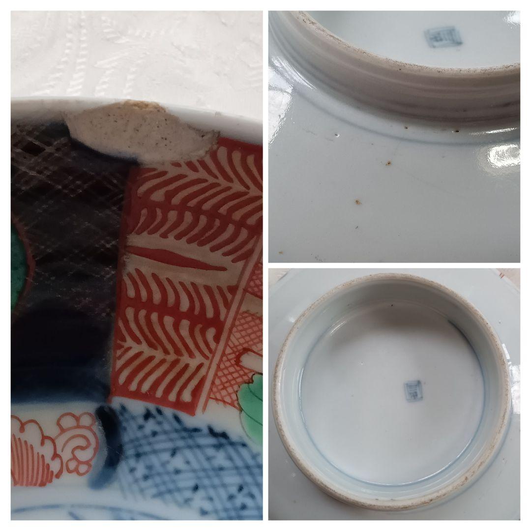 骨董　伊万里　古伊万里鉢中皿　金彩色絵　菊　陶器　アンティークコレクション