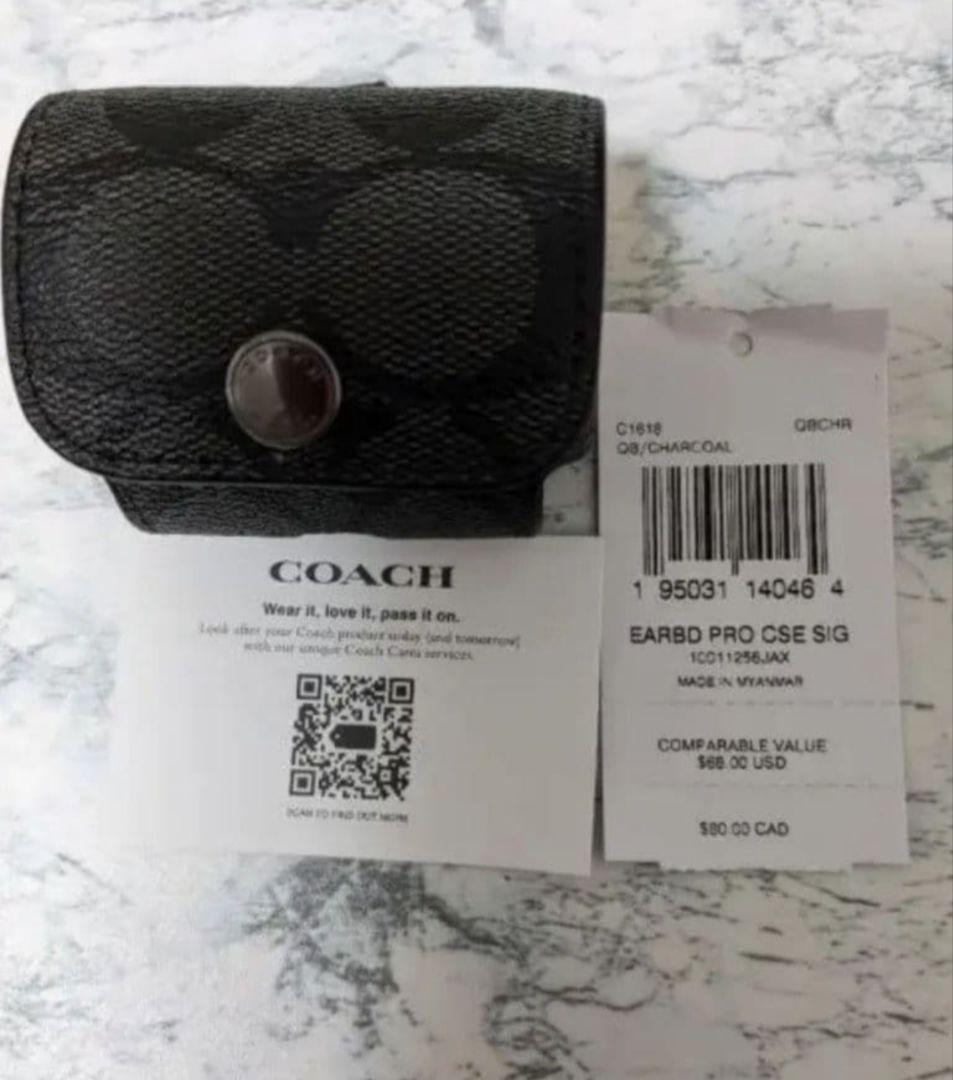 COACH EARBUD PRO CASE チャコール
