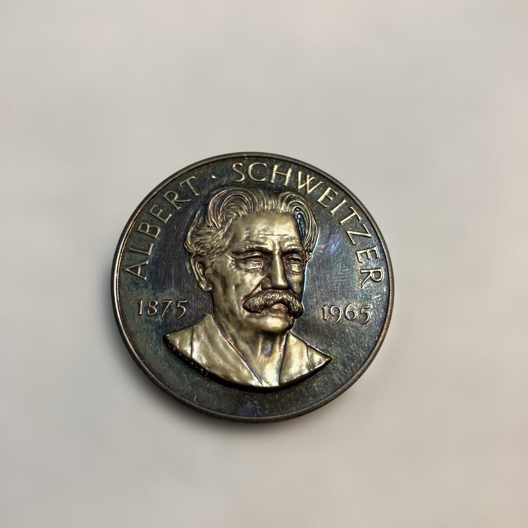 アルベルト　シュバイツァー　記念メダル　銀　1875 1965 イギリス製