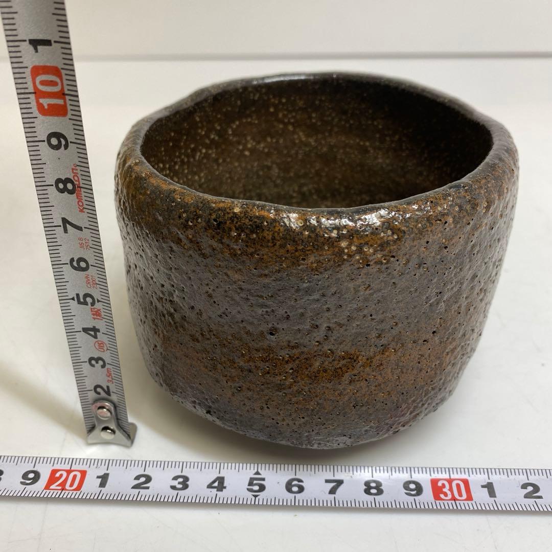 佐々木輝夫造 長次郎模シ黒茶碗　共箱 外径約10.5㎝ 東R8-0219☆2F