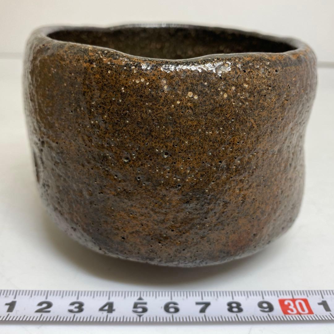 佐々木輝夫造 長次郎模シ黒茶碗　共箱 外径約10.5㎝ 東R8-0219☆2F