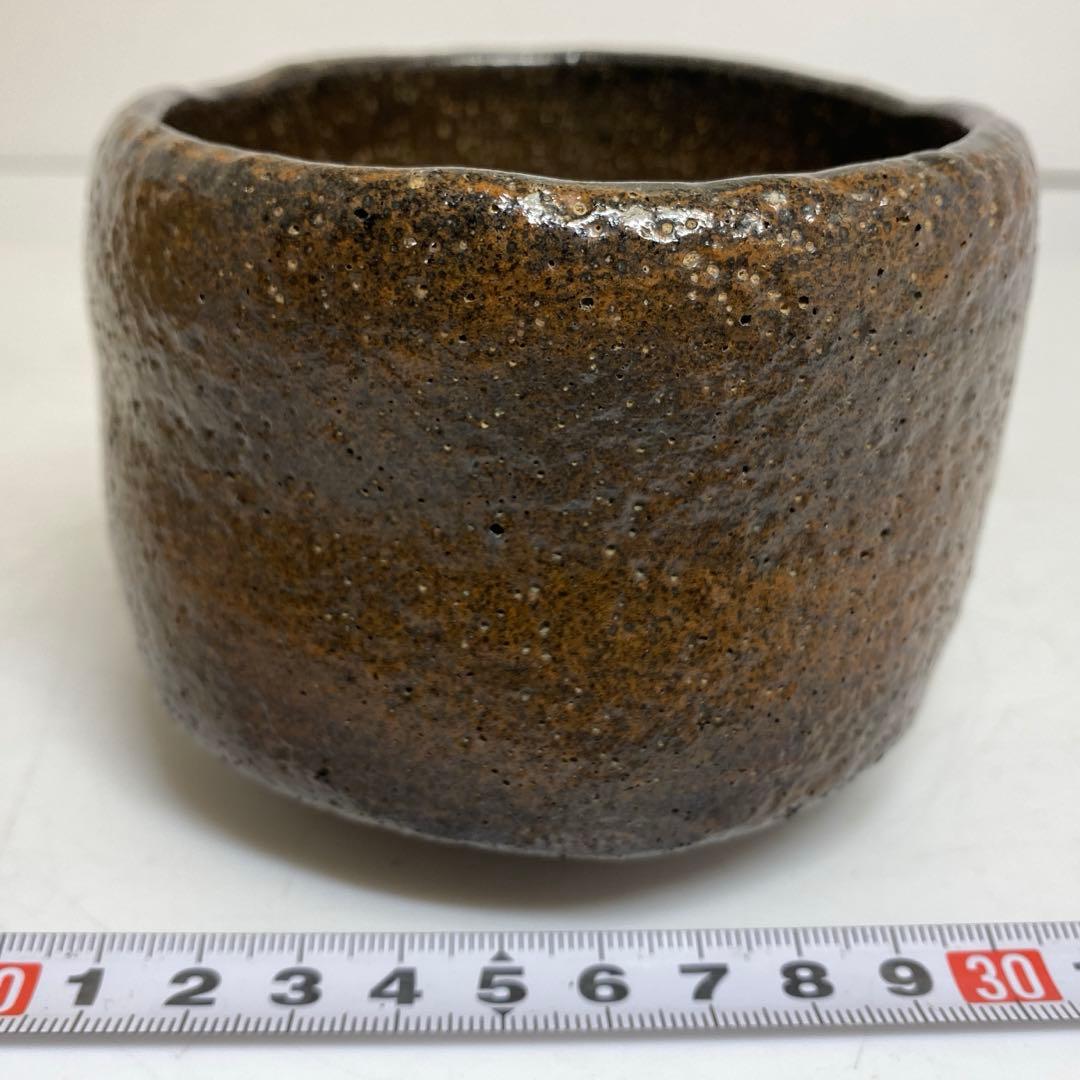 佐々木輝夫造 長次郎模シ黒茶碗　共箱 外径約10.5㎝ 東R8-0219☆2F