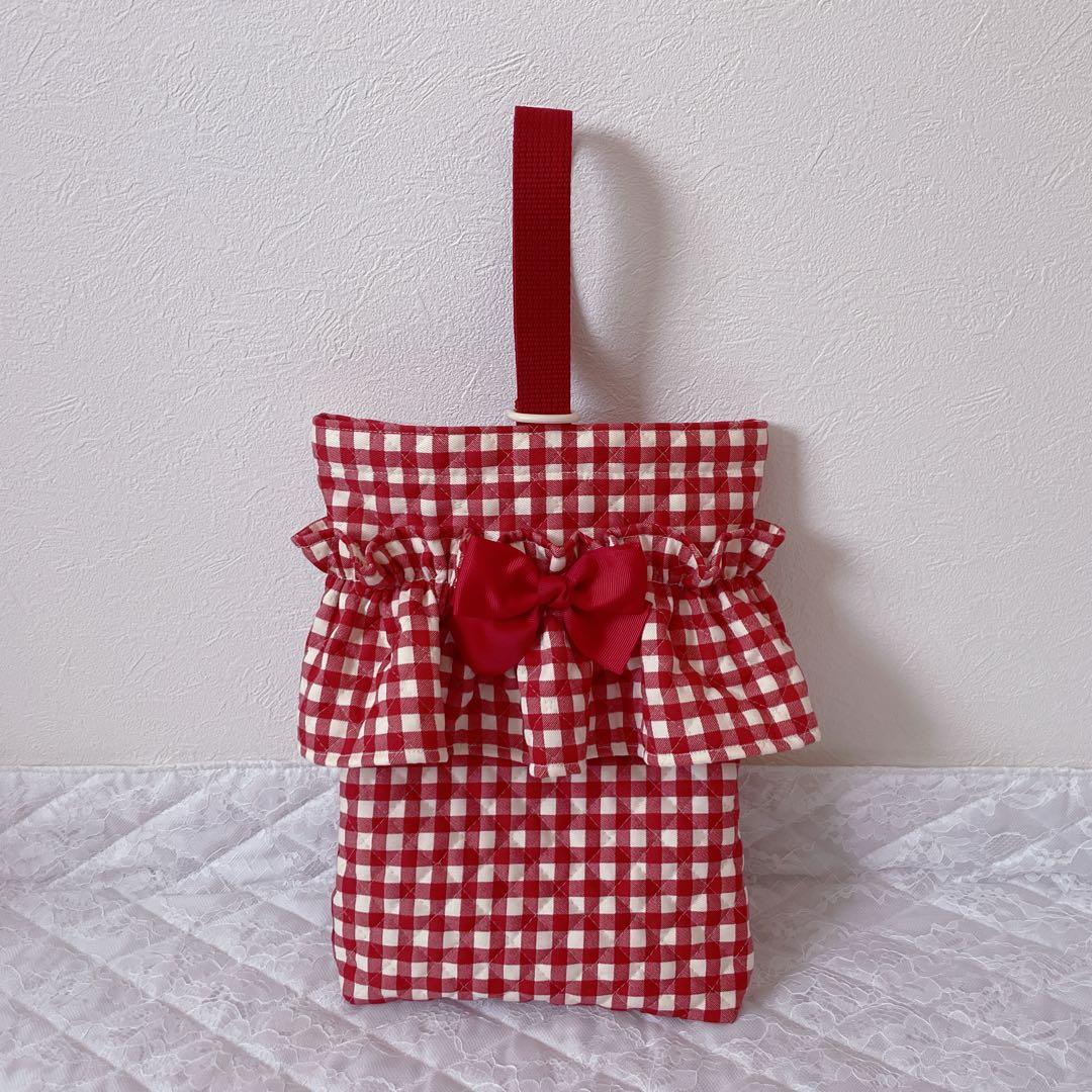 レッスンバッグ.体操服入れ.上靴袋3点セット♡赤チェックキルティング♡現品限り‼︎