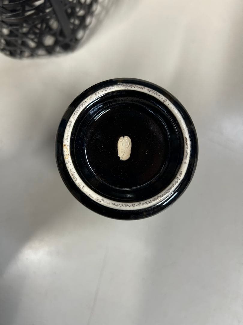 竹製黒提灯 網目模様 箱付き　風流　花瓶？