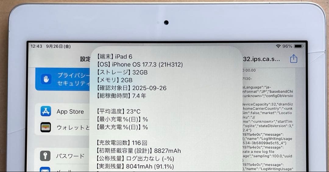 iPad 第6世代　A1893　Wi-Fiモデル　シルバー　32GB #A