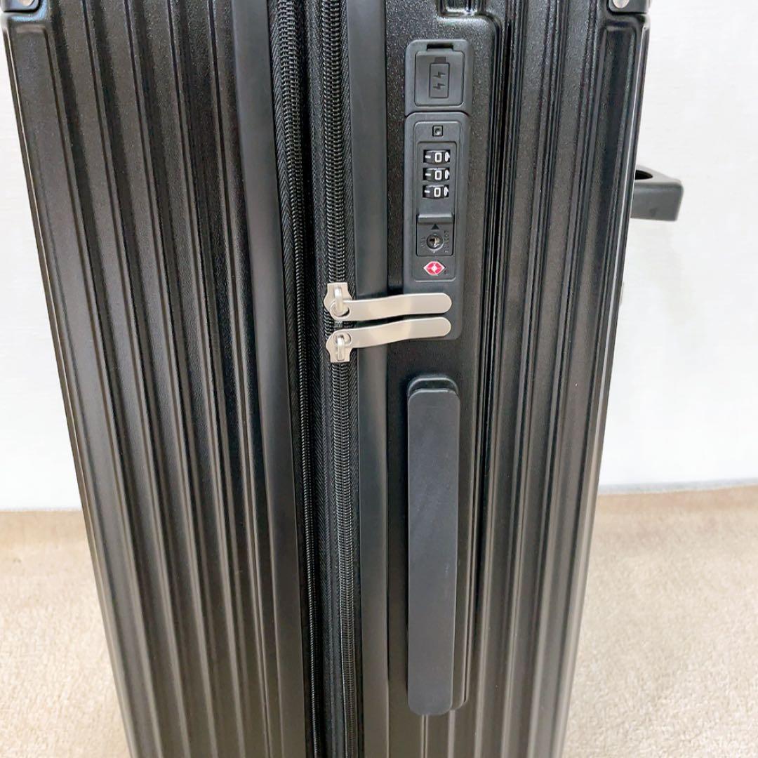 スーツケース ファスナー式 キャリーバッグ 拡張USB充電 70L 黒 TSA