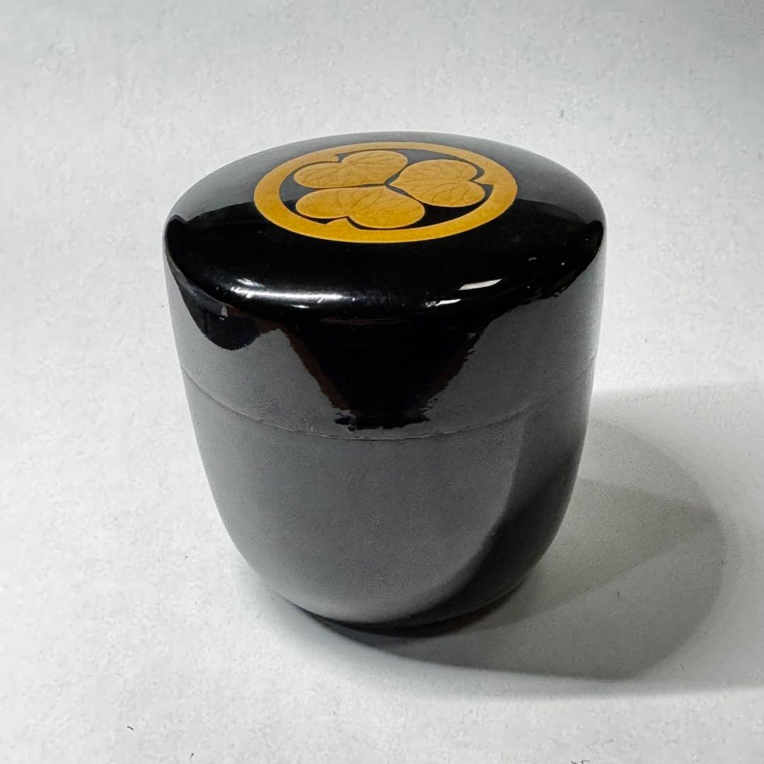 徳川三つ葉葵紋 棗 金蒔絵 漆塗 共箱 茶道具
